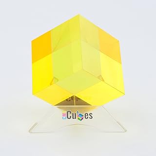 CMY Cubes The Y Cube (30mm) - Yellow Hue Cube - Optical Color Cube - Diamond Polished - Teaches Subtractive Color Mixing - Educational, Scientific, Physics & Kinetic Art Desk Object