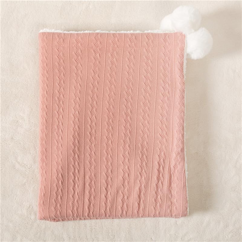 Couverture tricotée personnalisée bébé mauve pour poussette et sorties d'hiver