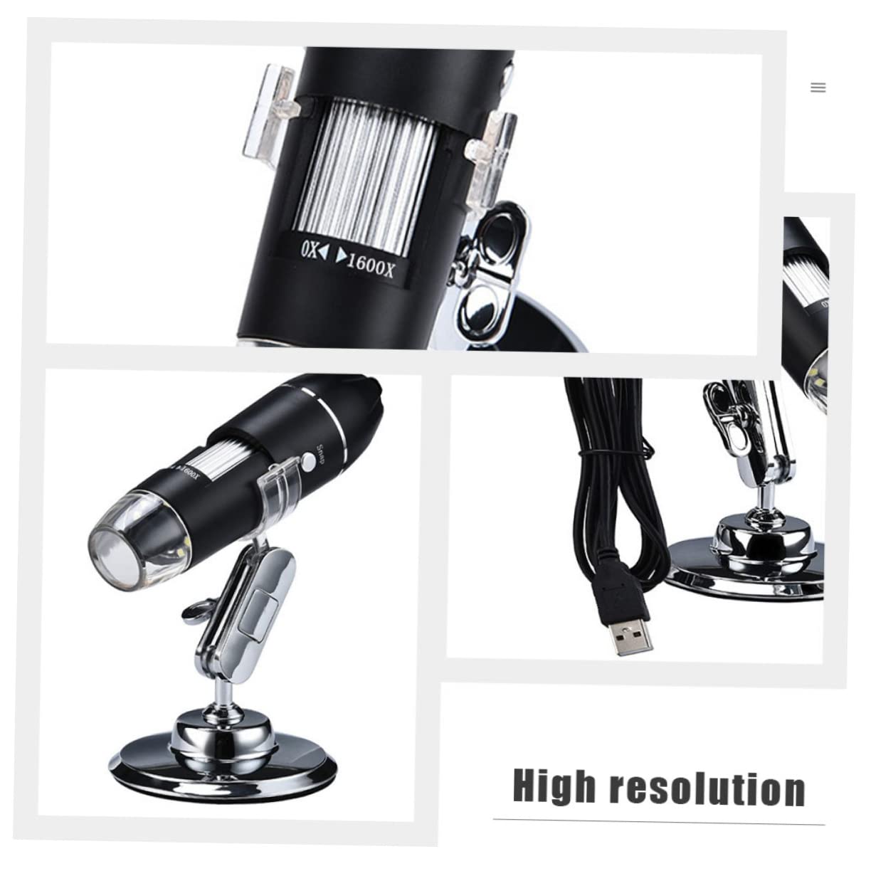 DOITOOL 1pc Portable Digital Microscope 1600x Magnification High-res Image Sensors Low Power Consumption for Ic Electronic Component Inspecti