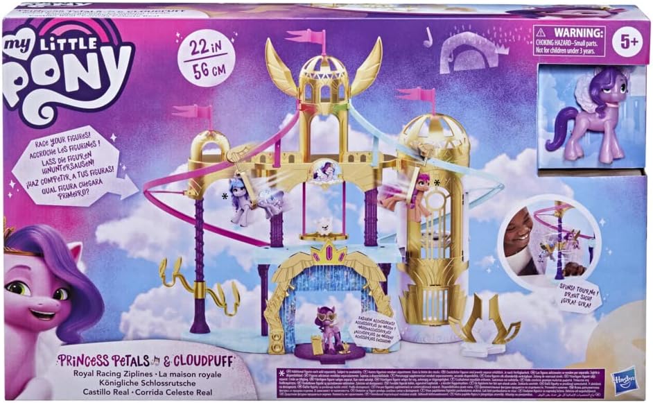 My Little Pony: A New Generation Movie Royal Racing Ziplines - 22-Inch Castle Playset Toy with 2 Moving Ziplines, Princess Pipp Petals Figure