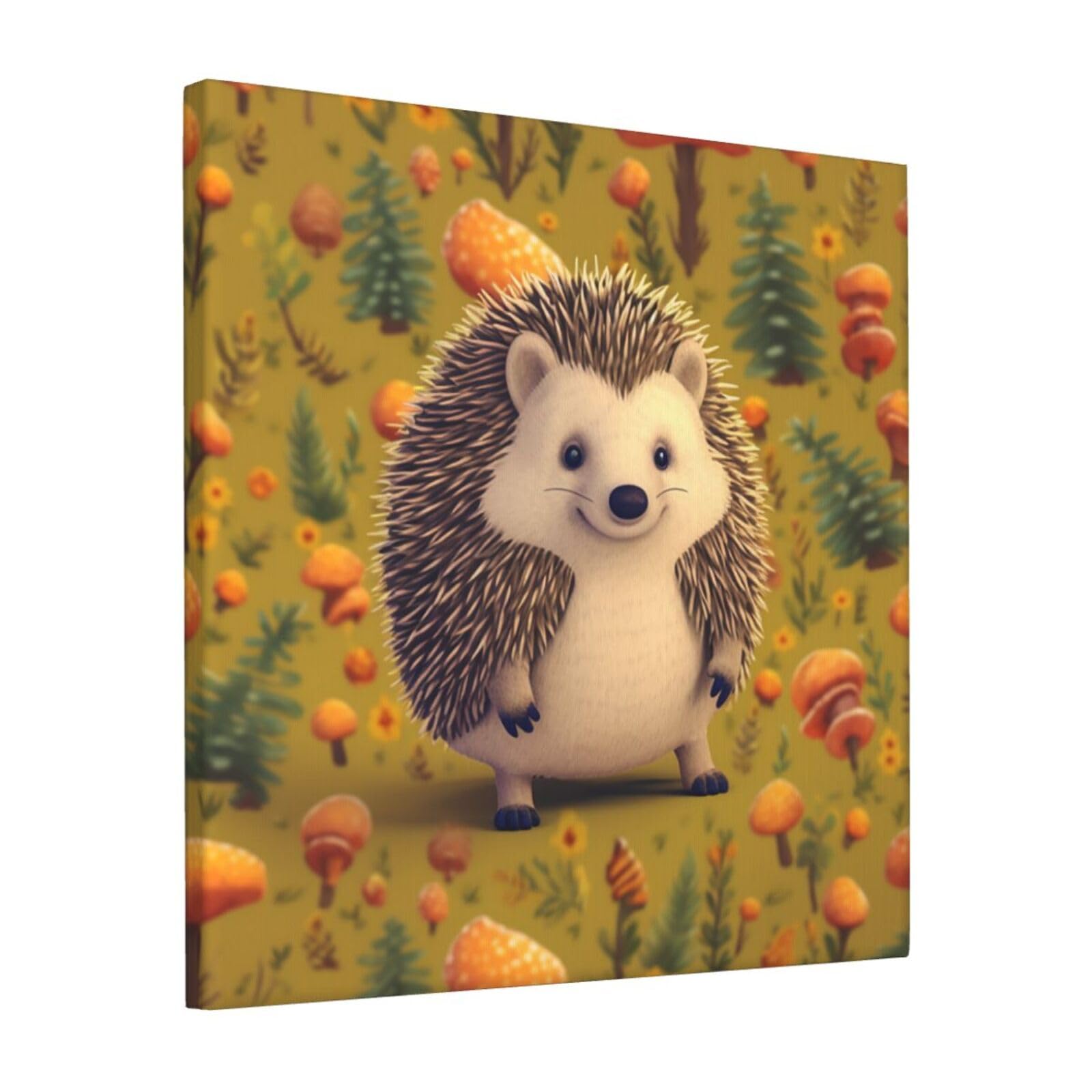 FodPand Hedgehog Canvas Wall Art for Living Room Wall Decor 12"x12" Modern Artwork Painting Pictures Hanging Canvas Prints Aesthetic Wall Art for Bedroom Bathroom Office Wallart Decor