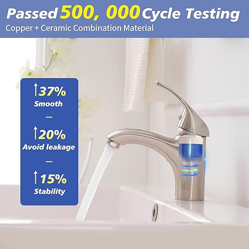 Miniatura 3 de llave mezcladora con manija única para lavabo de baño