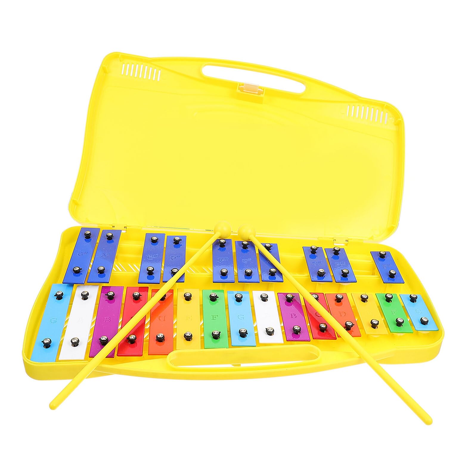 Ipetboom Strumento Orff Metallofono 25 Note Con Percussione a Piastra Per Ragazzo Ragazza Set Educativo Musicale Per Sviluppo Uditivo e Coordinazione Occhio-mano Con Custodia Gialla
