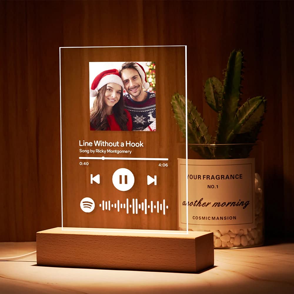 Targa Plexiglass Personalizzata Con Codice Spotify - Inserisci Foto, Nome Canzone E Artista, Regalo Emozionale