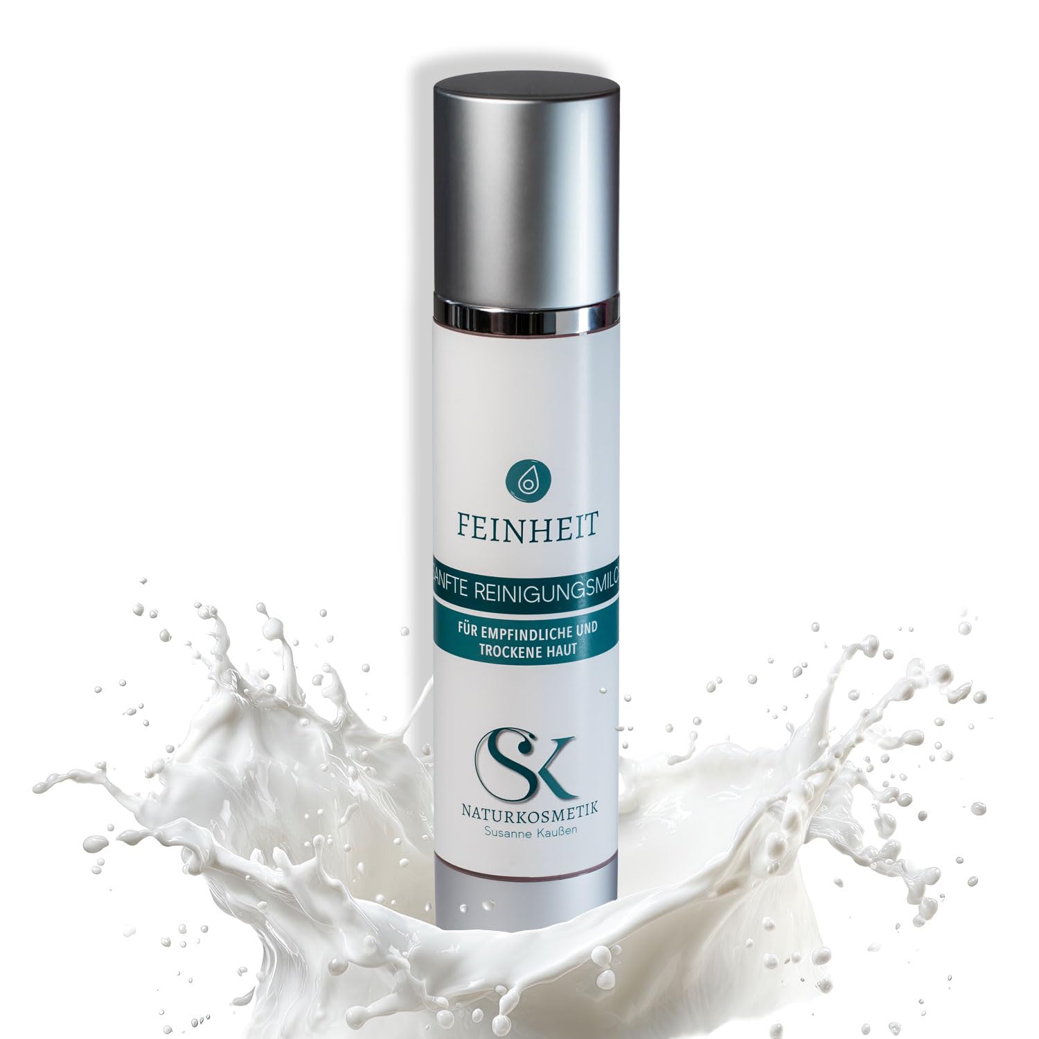 SK Naturkosmetik FEINHEIT Reinigungsmilch – sanfte Gesichtsreinigung mit Porzellanerde, Aprikosenmandelöl & Jojobaöl | mit Vitamin E & B12 | entfernt Make-up & Augen-Make-up ohne Brennen