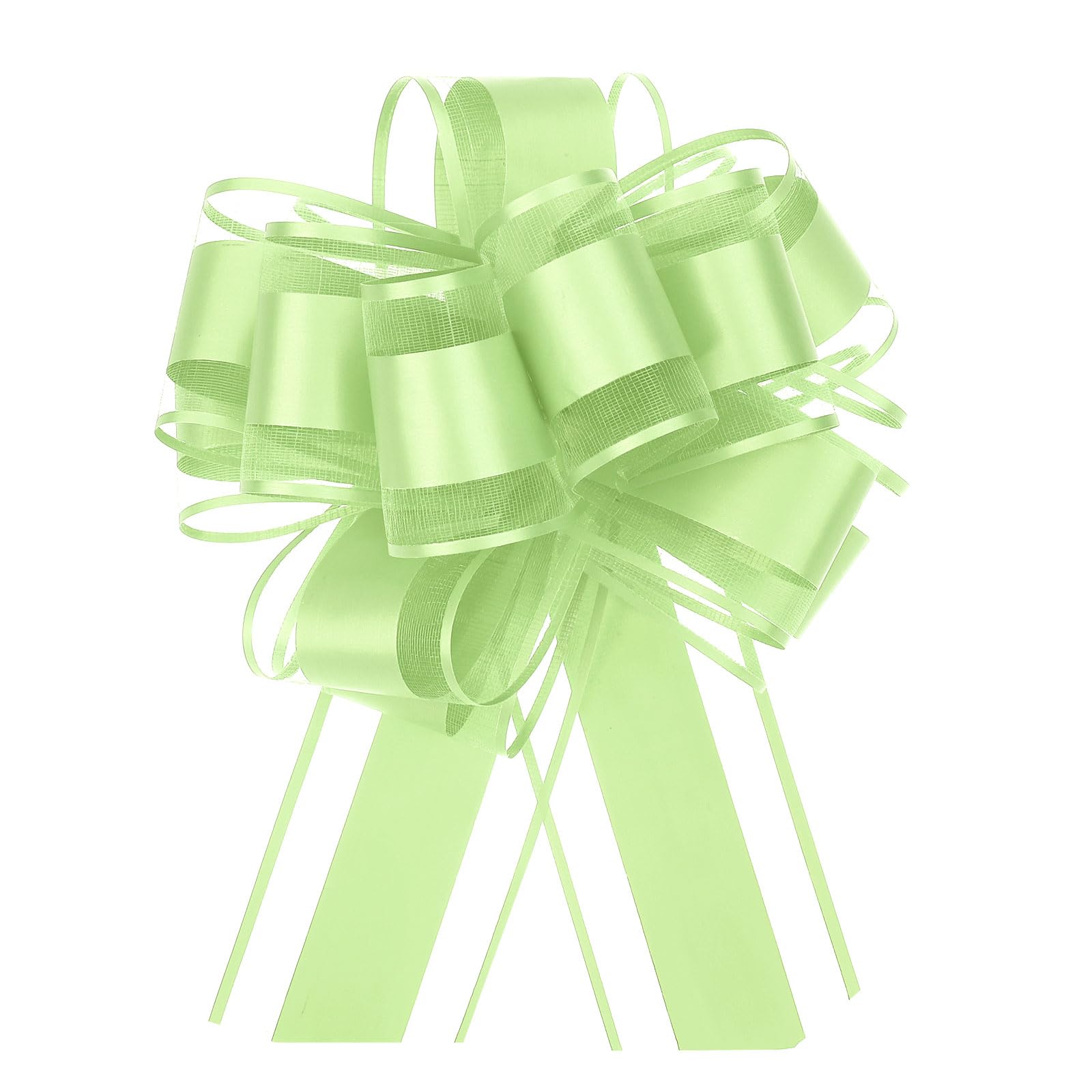 Uxcell 5pcs 6 Inch Large Big Pull Bow Organza Gift Wrapping Ribbon for Wedding Car Baskets, Presents, Christmas, Fruit Green