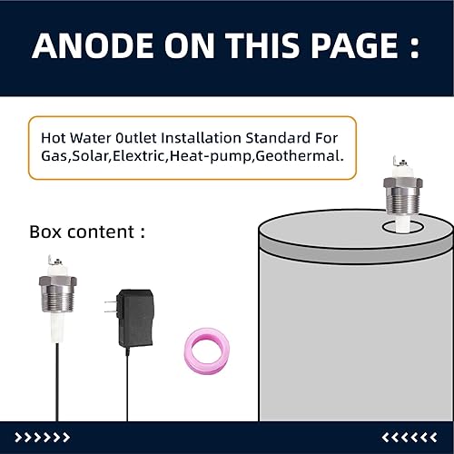 Miniatura 4 de Water Heater Anode Rod Made of Titanium, Powered Anode Rod, Eliminates Rotten Egg Smell,Anti-Rust and Corrosion, Reduce Limescale （10-39 Gallon）