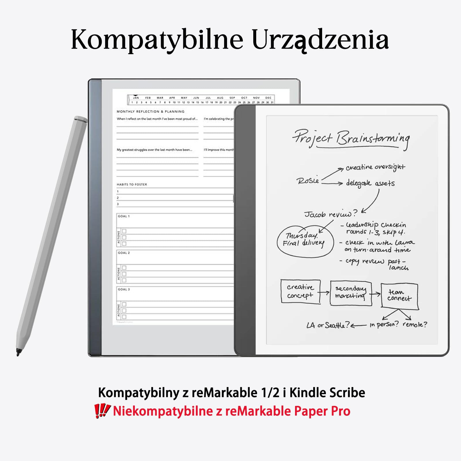 Rysik Kompatybilne z Remarkable 2 Pen, Stylus EMR z Gumką, Odrzucenie Dłoni i Wrażliwy na Pochylenie, Poziom Nacisku 4096, Pióro Cyfrowe do Remarkable 2/1/Kindle Scribe