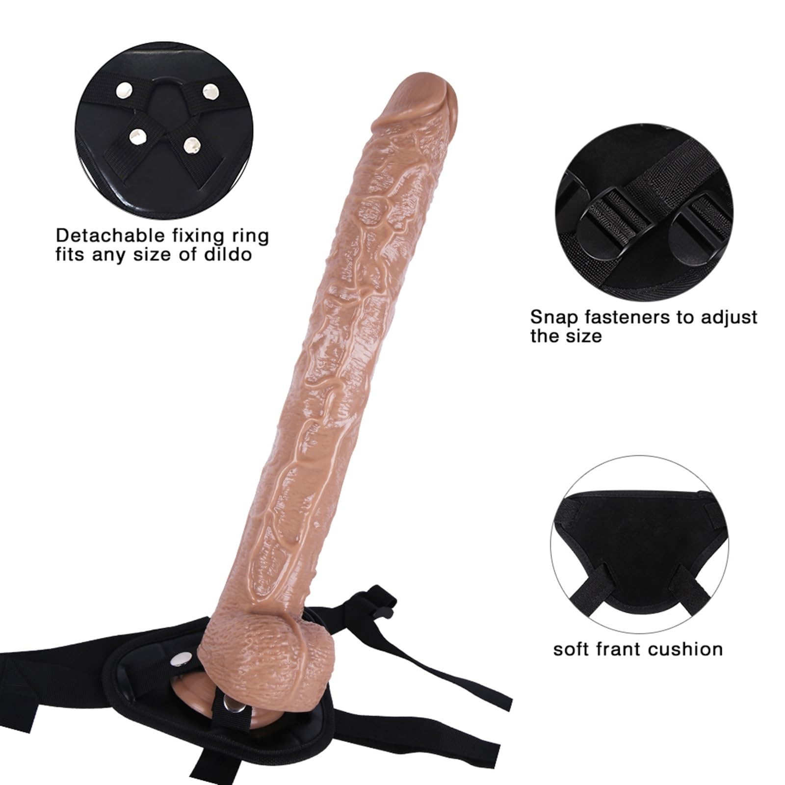 Strap-on da donna con potente ventosa for il gioco a mani libere, realistico dildo in morbido silicone con grande sfera for il gioco anale, grande sex toy for adulti for donne