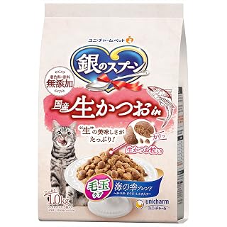 银勺 猫粮 干粮 国产生鲣鱼 毛球护理 海幸混合 1千克 国产 尤妮佳