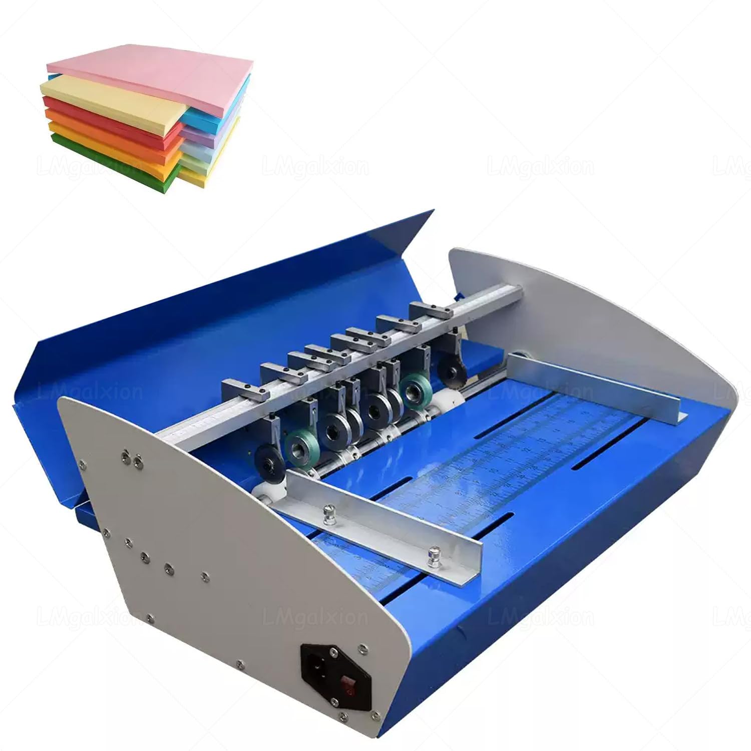 Máquina Plegadora Y Perforadora Eléctrica Robusta De Metal,con Guías Laterales Y Profundidad De Plegado Ajustable con Precisión,Maneja Papel De 85-400 G/M²,hasta 10 M/Min 520mm/20.5in