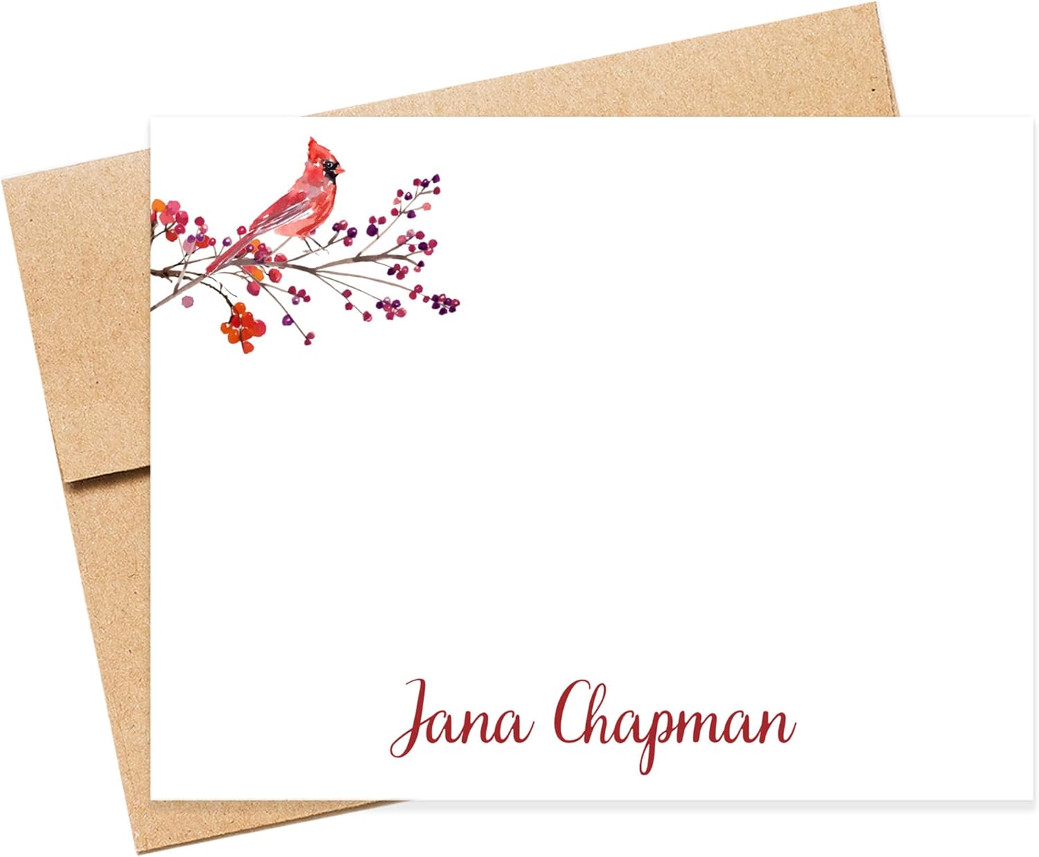 Personalized Stationery Note Card with Cardinal
