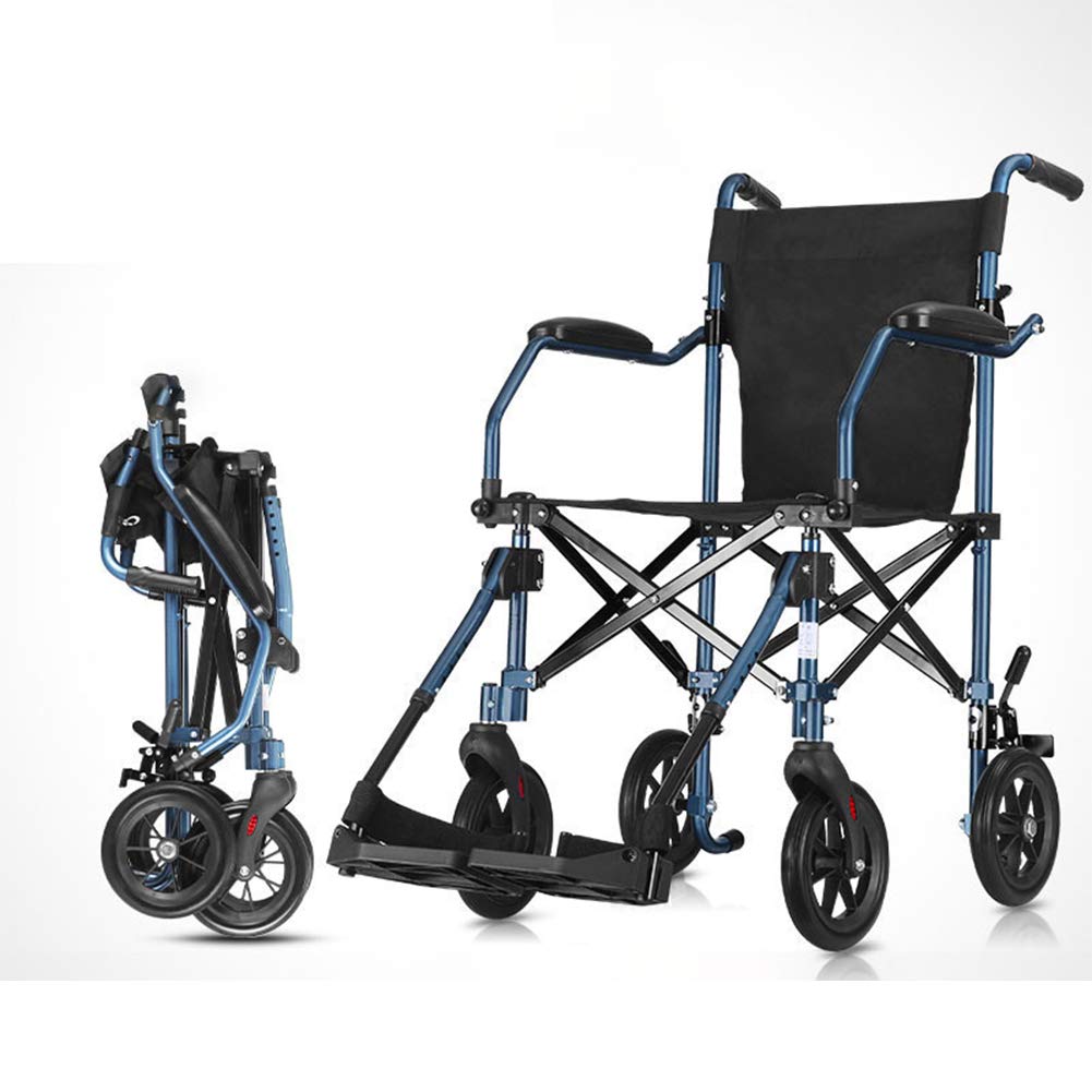 Silla de ruedas manual ligera y plegable, para personas mayores y personas mayores, reposapiés ajustable, silla de viaje cómoda, sillas de ruedas propulsadas por asistentes