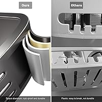 Vista 8 de Voldra Corner Shower Caddy Suction Cup, 2 Pack Corner Shower Shelves No Drilling, Aluminum Upgrade Suction Cup Shower Organizer with Towel Bar &