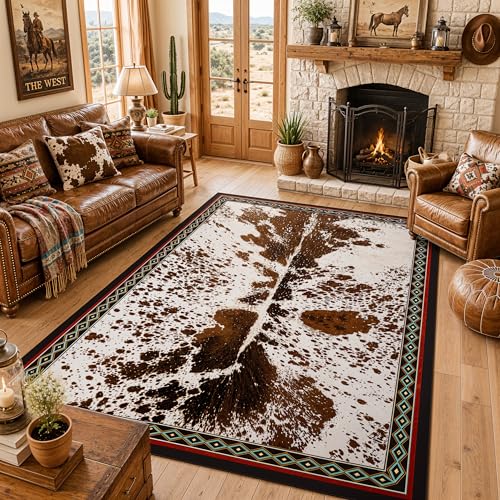 Tapete Western Cowhide 3x5 ft Antideslizante y Lavable miniatura 1