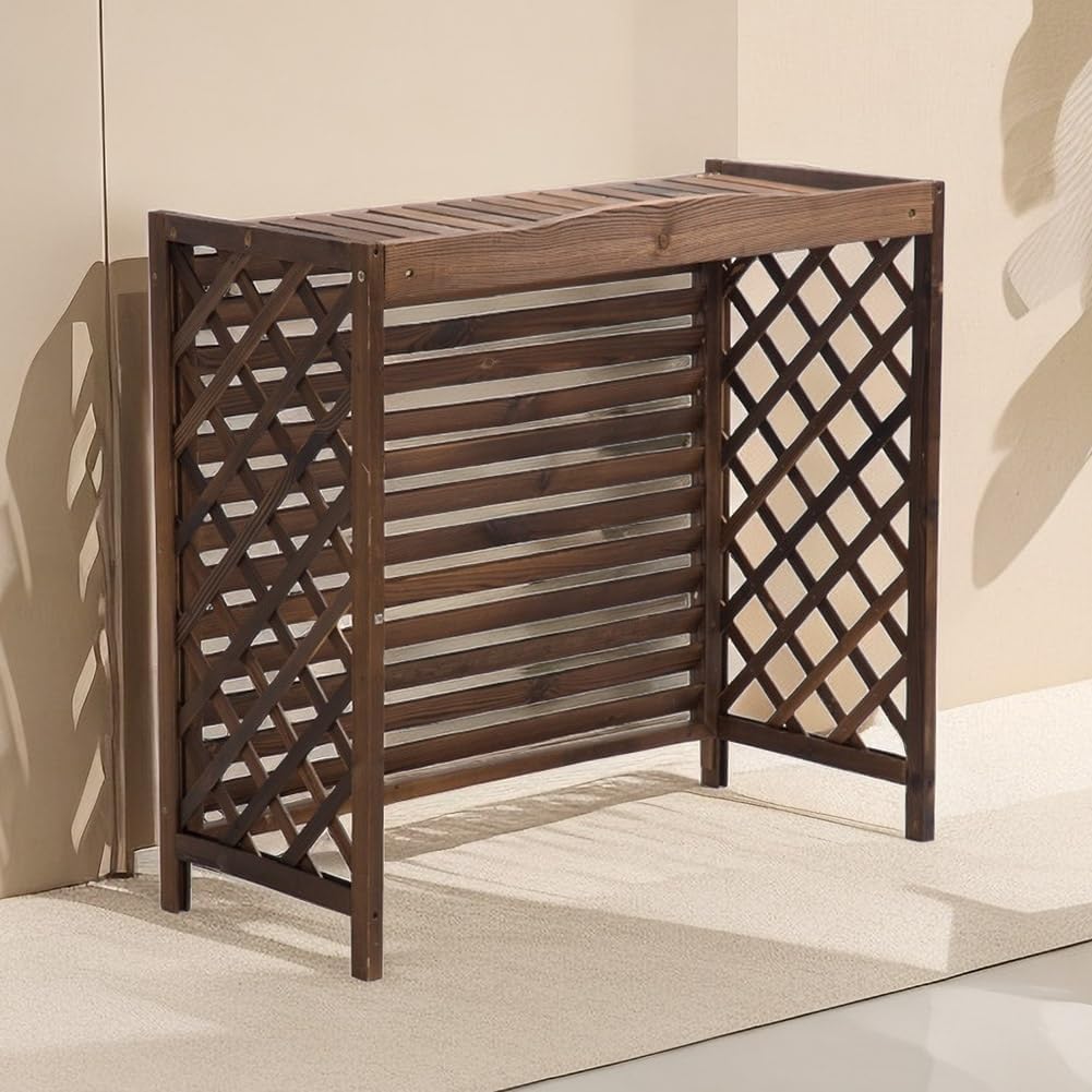 Clôture pour climatiseur extérieur en bois | Cache-radiateur taille S