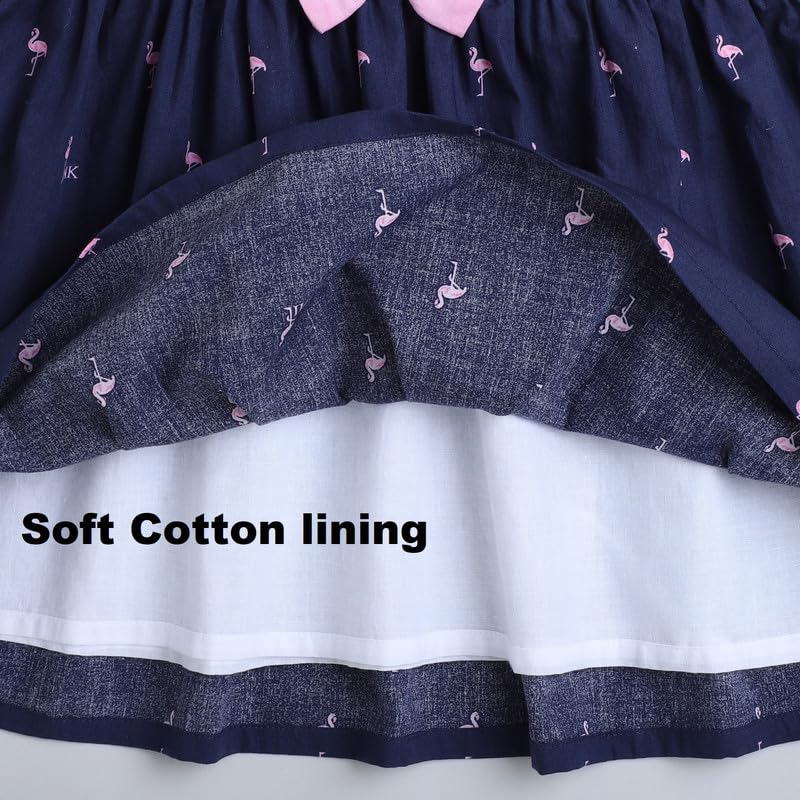Image of Mama&Bebe Summer Dress for Girls with Cotton Soft Lining | Printed Fit & Flare Kids Outfit with Cute Bow Detail | Comfortable Breathable Party & Outing Dress for Toddlers and Little Girls
