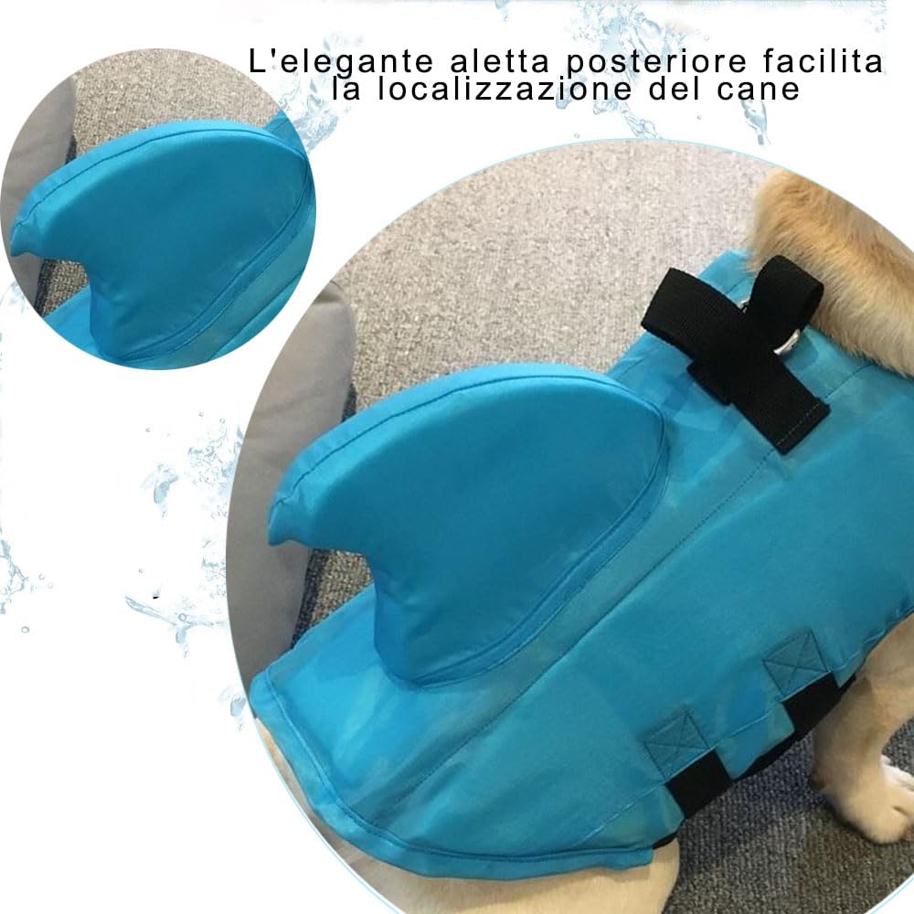 Voarge Life Jacket, Salvagente per Cane, Avola da Paddle, Galleggiabilità Superiore, Ripstop Regolabile Squalo Giubbotto di salvataggio, Blu, S