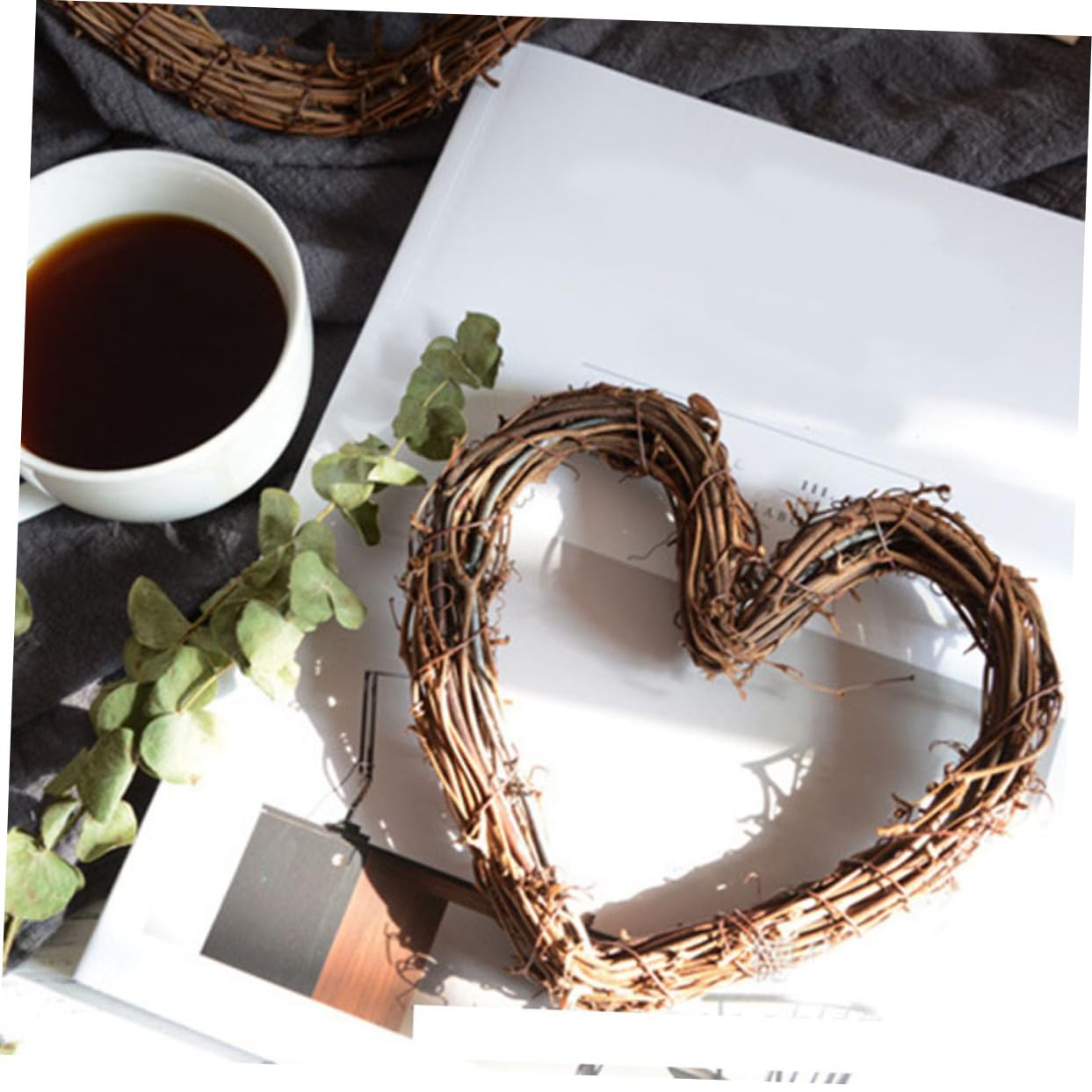 Abaodam 9piezas Guirnalda De Ratán Corazón para Decoración De Puertas y Fiestas Accesorios Naturales para Adornos El Hogar