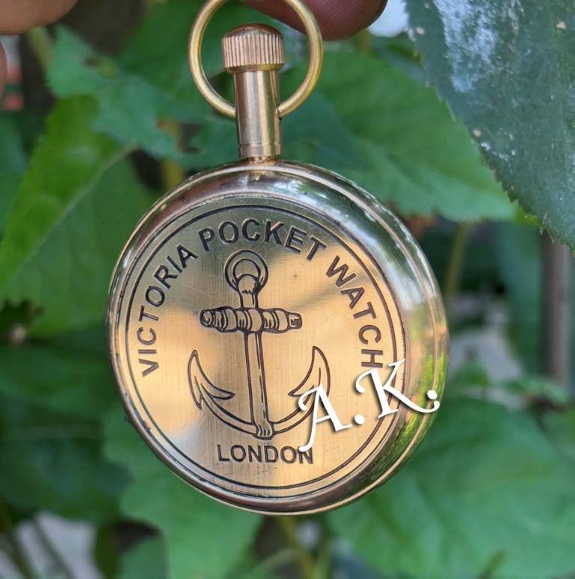 Brass Nautical Antique Pocket Compass Watch, Vintage Gift