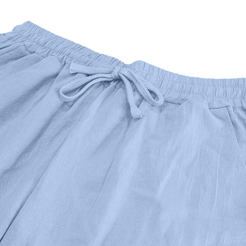 Men's Linen Pants Loose Fit Palm Tree Printed Casual Pants Lightweight Elastic Waist Beach Trousers with Pockets3