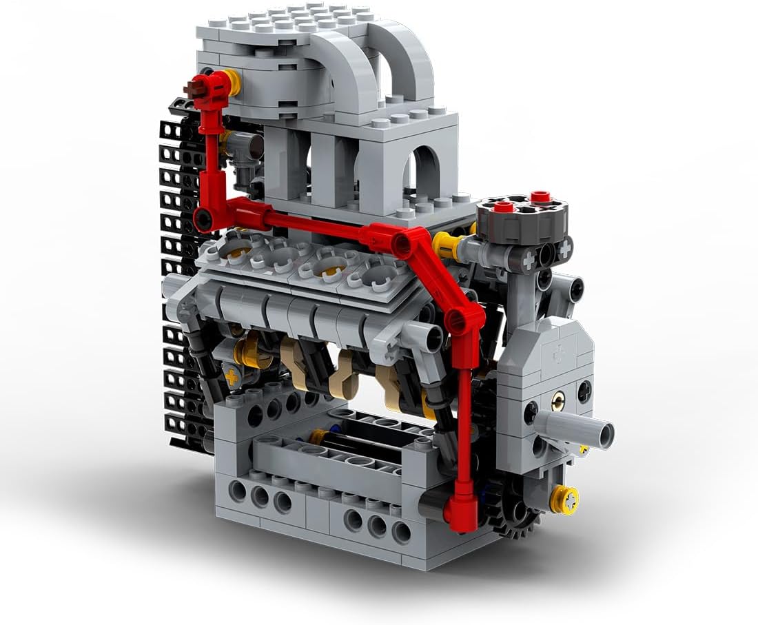 V8 Engine Model Kit, Mini DIY Assembly MOC Building Blocks Set, Build Your Own Engine for Adults and Teens