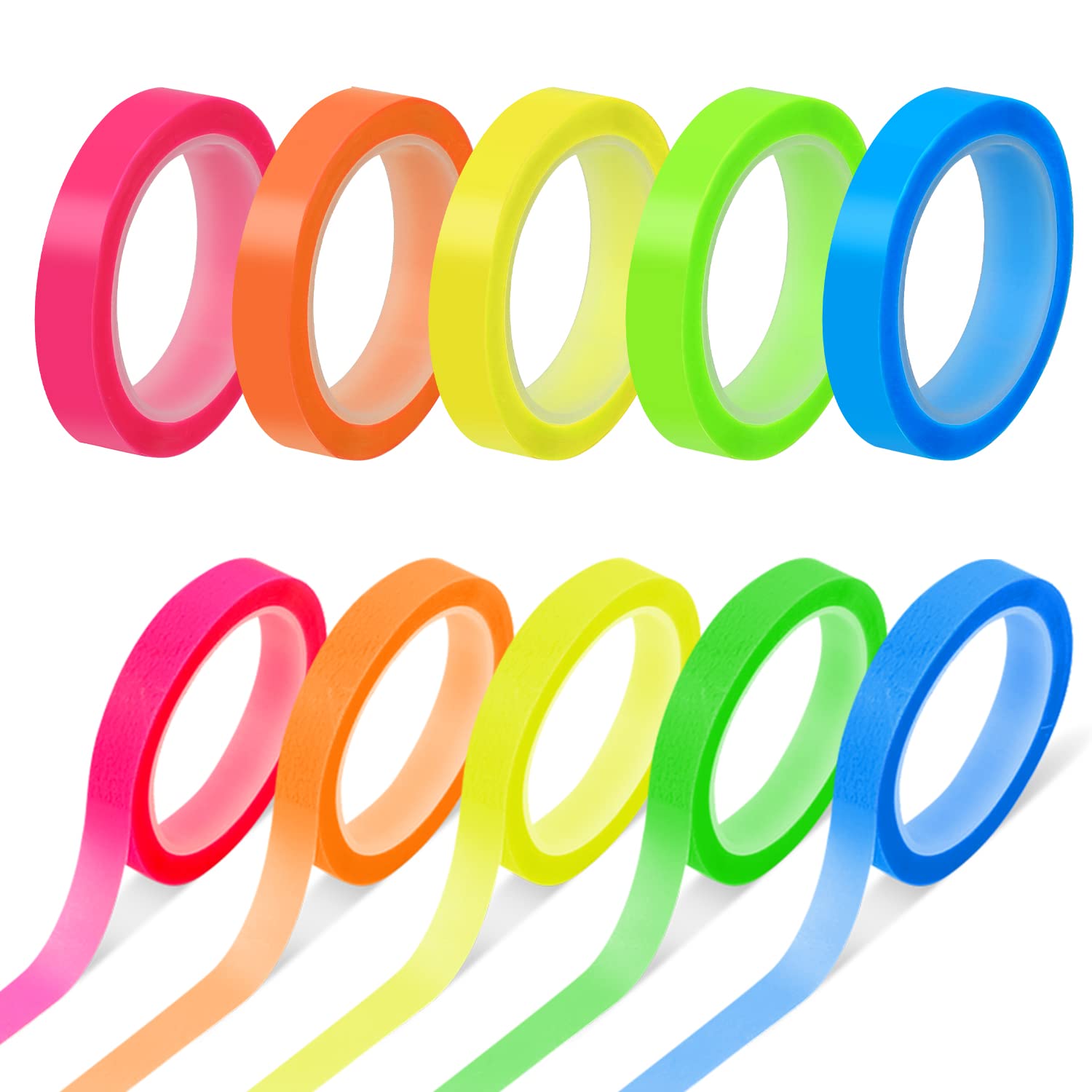 TOYMIS 10 Rolls Highlighter Tape Removable 0.23inch x 16