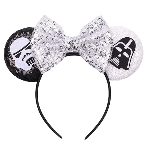 JIAHANG diadema con calavera, con orejas de ratón, lentejuelas y lazo, decoración para fiestas, disfraz, accesorios para la cabeza y para el cabello