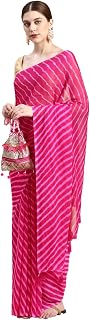 RANI SAAHIBA Women's Chiffon Lehriya Printed Saree Without Blouse Price In India