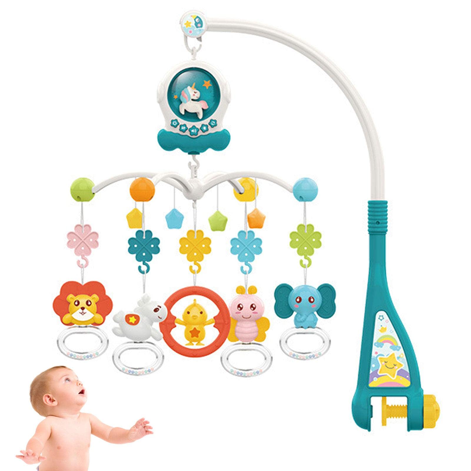 Culla Giocattoli Hanging Mobile - Culla Giocattolo con Carillon | e proiettore per Bambini - Carillon per Staccabile con Oltre 600 ninne nanne, Giocattolo per Neonato