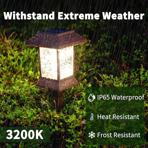 Glosola 6Pack Solar Pathway Lights Outdoor Waterproof IP65, Solar Lights Outdoor with Hook, Upgraded 1000mAH Battery, Up to 12Hrs, Auto On/Off, Garden Decor for Yard, Driveway, Walkway (LED) by Glosola - Used condition - Image 3