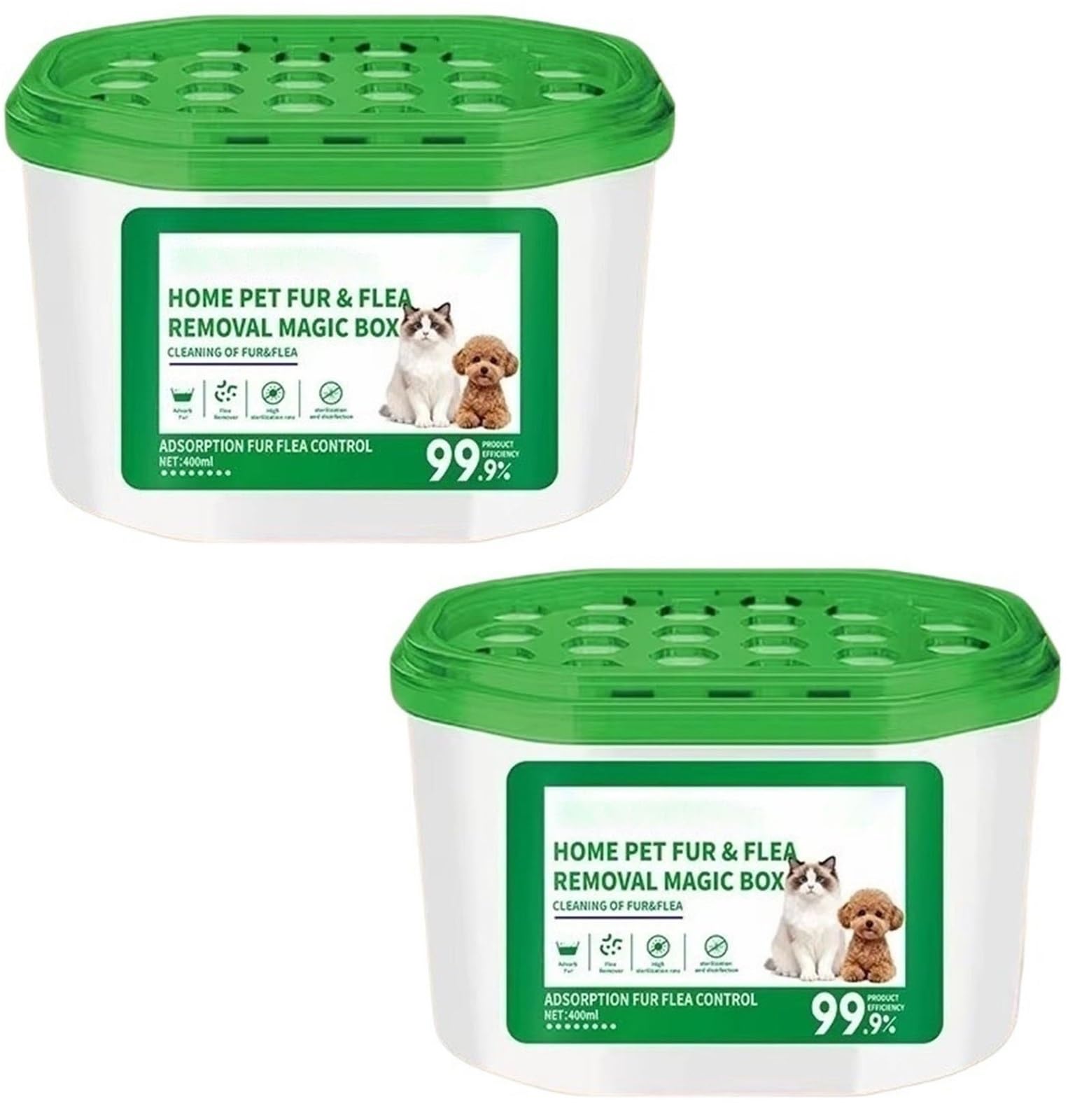 Magische Box Zur Fell- Und Geruchsentfernung for Haustiere, Magische Box Zur Tierhaarentfernung – 360°-Rundum-Haarsammler In Der Luft, Leistungsstarke Vollwinkel-Fell(2PCS)