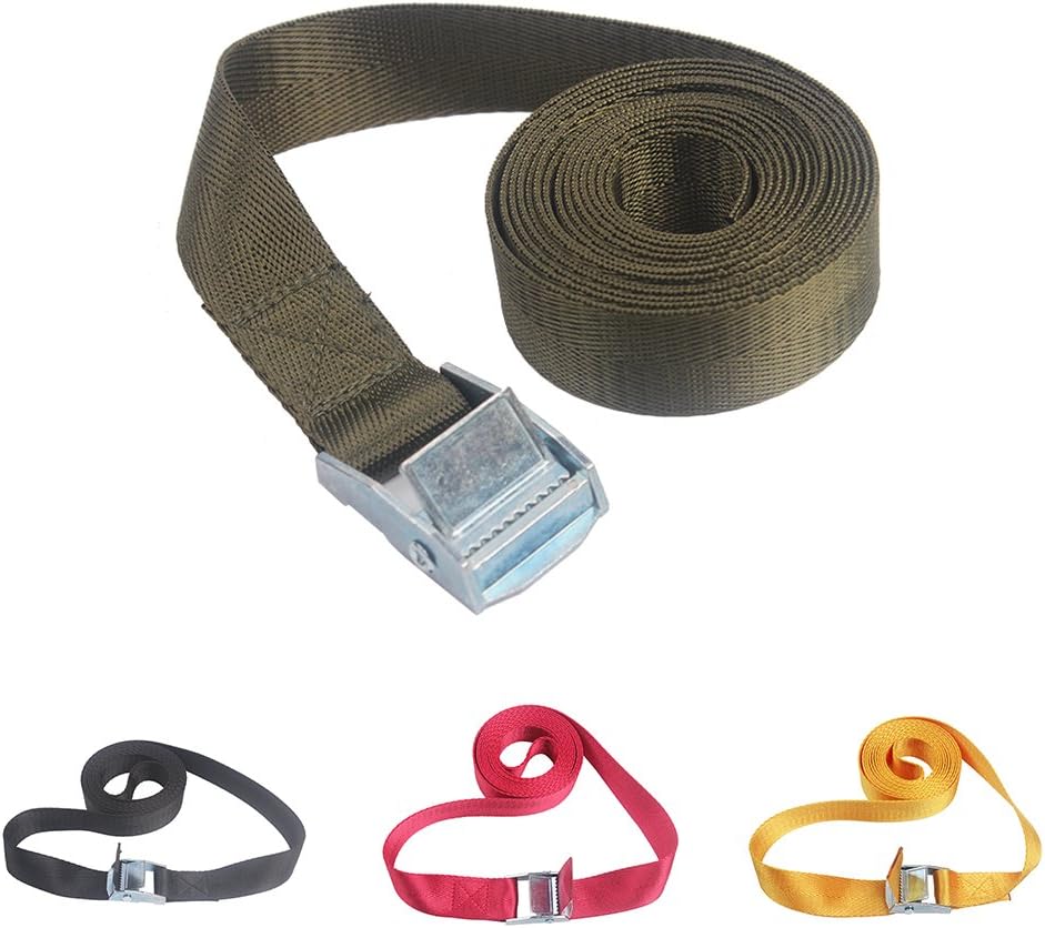 5 Pack Tensioning Belts Lashing Strap Trailer Tie Down Straps, 2.5cm Width (4M,army green)