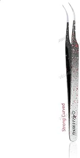 Alluring Ombre Black & Red Tweezers for Eyelash Extension for Volume Lashes - Strong Curved