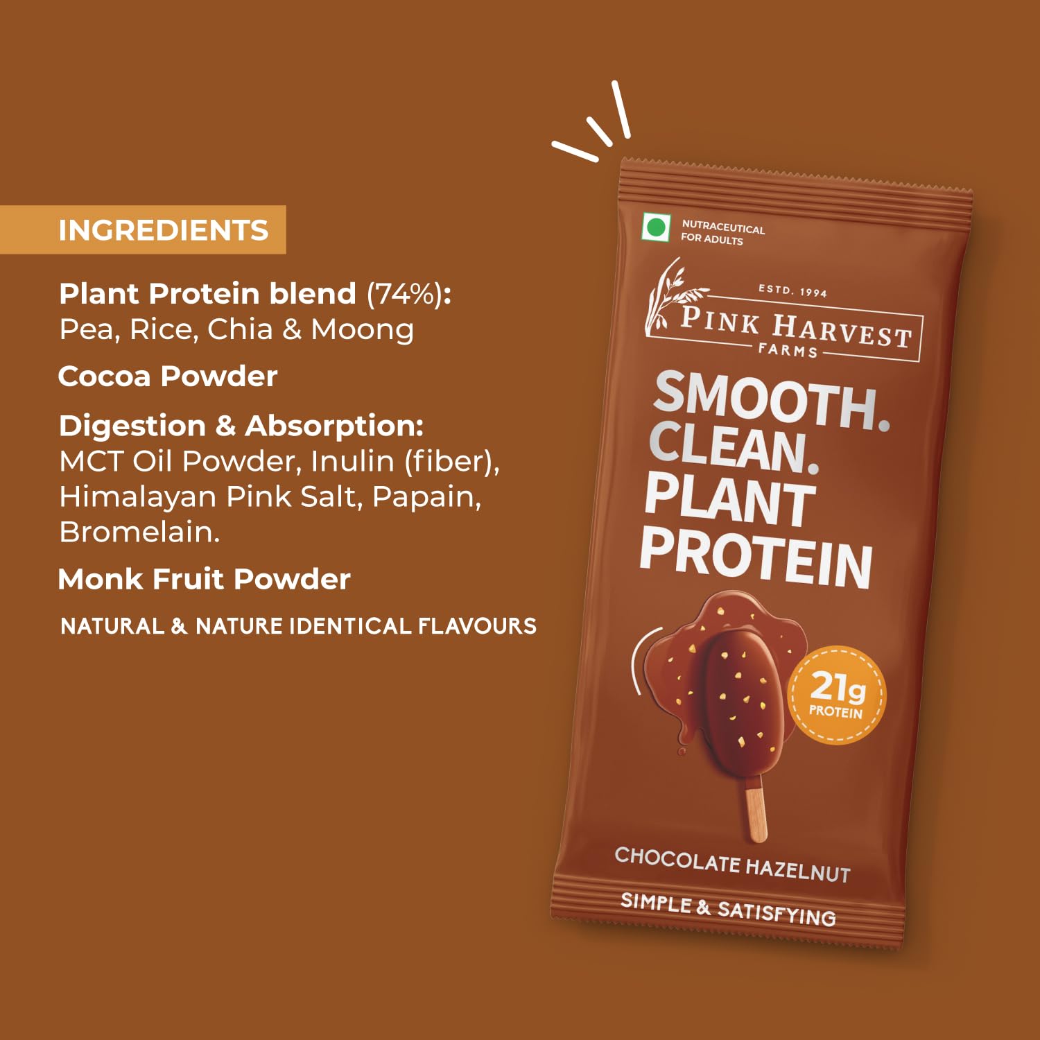 Pink Harvest Farms Smooth Clean Plant Protein | 21g Protein | Assorted Box Single Serve Sachets Box of 16 — Amazon image 3