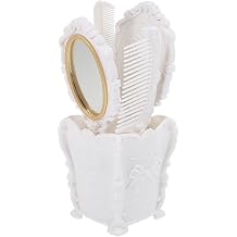 Luxshiny Vintage Hair Care Set Handheld Mirror, Hair Brush Set With Holder, Rat Tail Comb, Makeup Kits, and Womens Wallet | Painless Bristles Massage Scalp, Wet and Dry Hair, Women Men and Kids, Desktop to Vanity Use