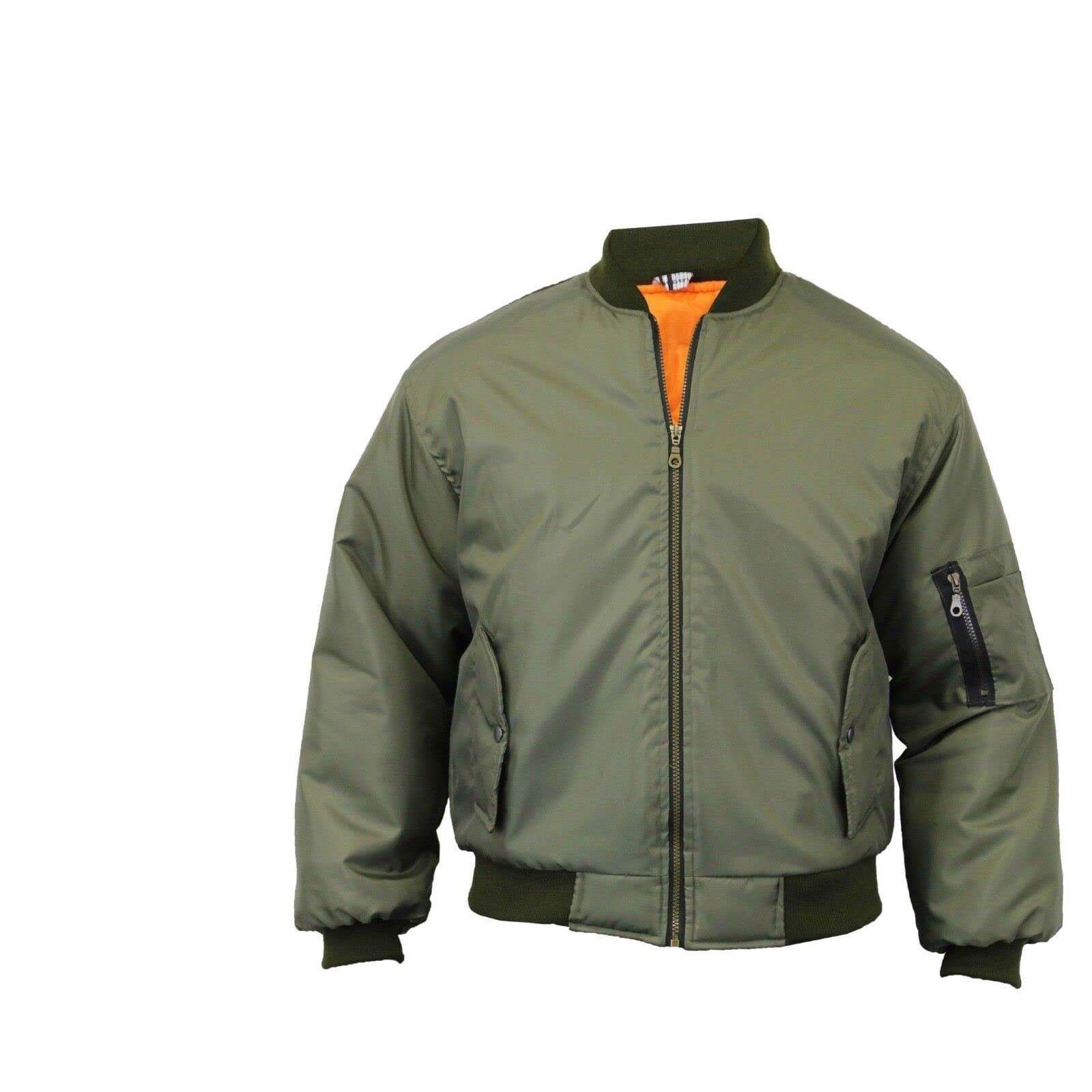 R G Clothing Mens MA1 Biker Security Padded Military Flight Bomber Jacket (as8, alpha, x_l, regular, regular, Green)