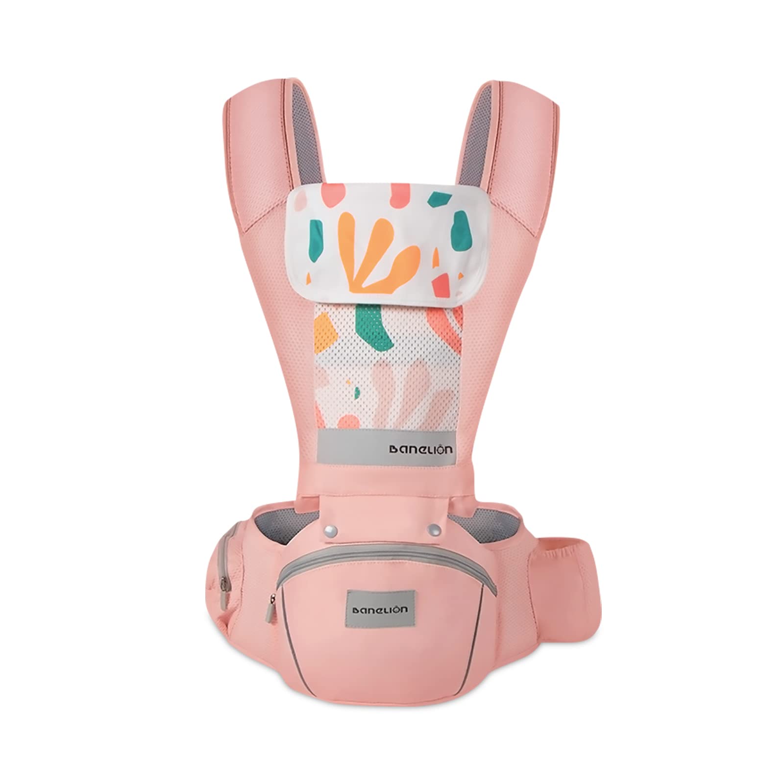 SONARIN Mochila Portabebés Ergonómico con Asiento de Cadera,3D Air Mesh Portabebés Transpirable Multifunción para Recién Nacidos y Niños Pequeños 0-36 Meses,Todas las Posiciones(Rosa)
