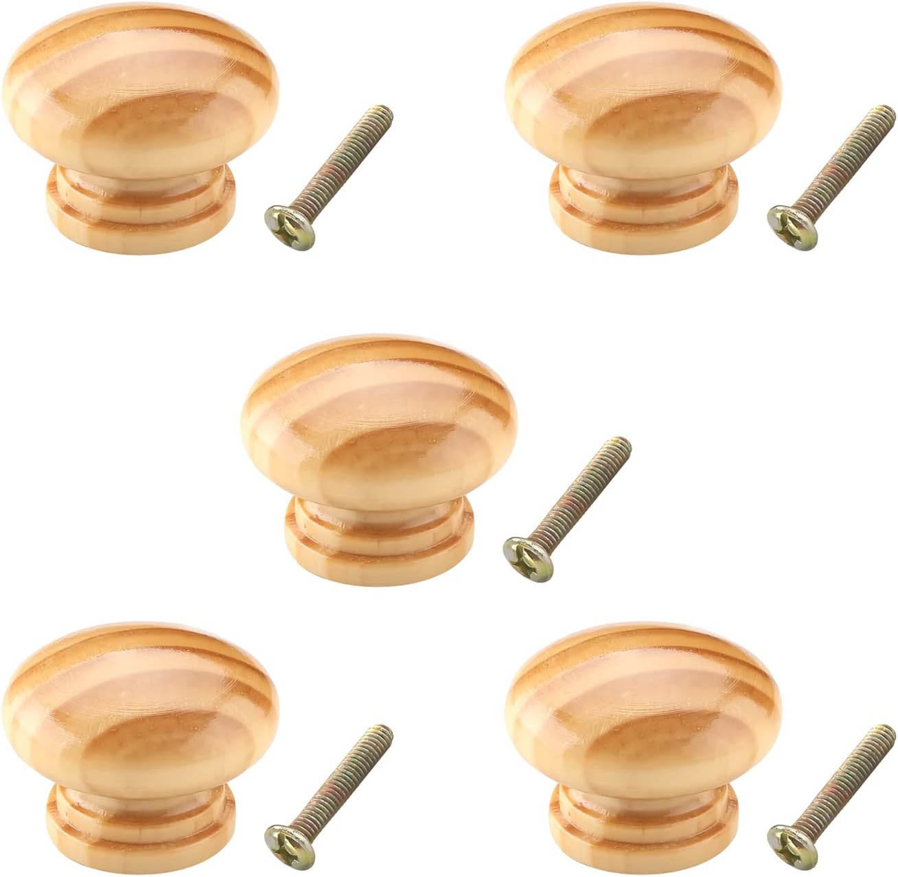 10Pcs Round Wood Knobs, 1.38" x 1.02"(D x H),Drawer Knobs Vintage Mushroom Shape Single Hole Wooden Knobs Cabinet Furniture Pulls Handles Wood Knobs for Dresser Drawer Wardrobe,White