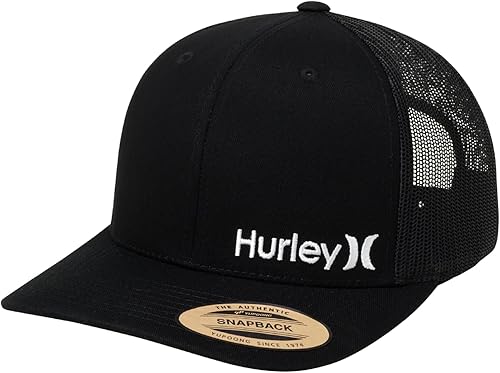 Hurley Sombrero de camionero para hombre, diseño de corp a presión, cómodo, curvado con cierre de presión ajustable, sombreros de camionero para