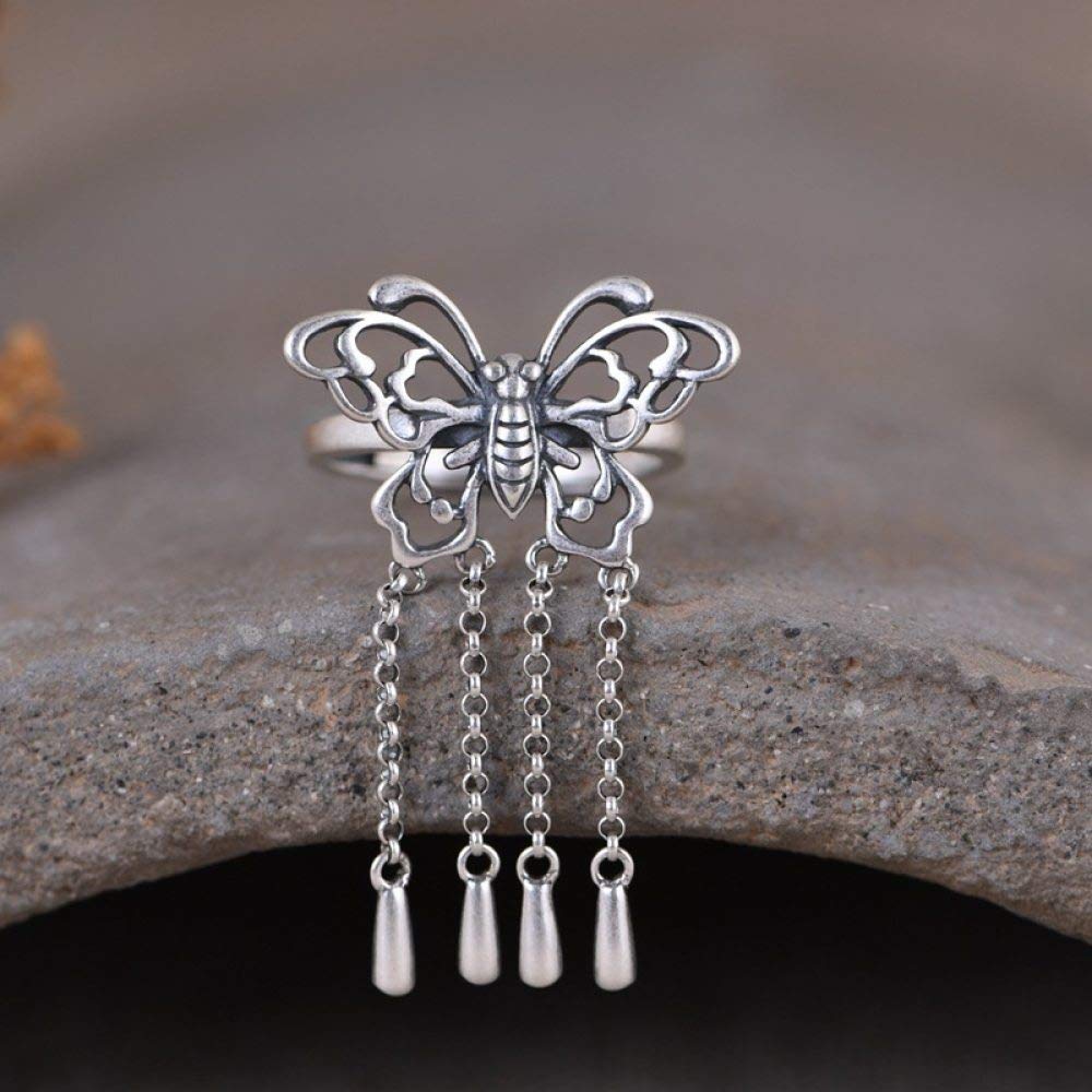 Sterling Silber Ring, 925 Sterling Silber Ringe Retro Einfacher Schmetterling Offene Verstellbare Ringe Schmuck Geschenke Für Jungen Mädchen Männer Frauen