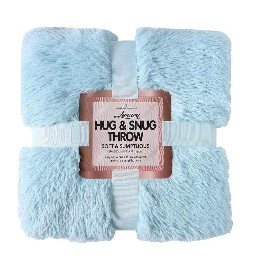 La Ritzy Fleece Blanket Sofa Bed Throws Hug And Snug Teddy Soft Warm Couch Travel 150x200 cm (Duck Egg)