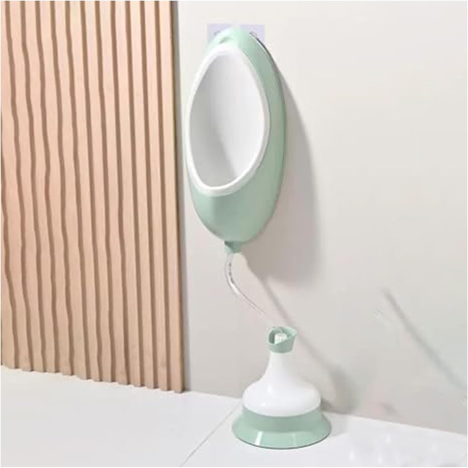 Waterless Urinal for Men, Thicker Deepened Urinal, PP Portable Toilet with Removable Basin, Flexible Floor-Standing or Wall-Mounted Design, for Garage, Outdoor, Backyard and Shop(Green)