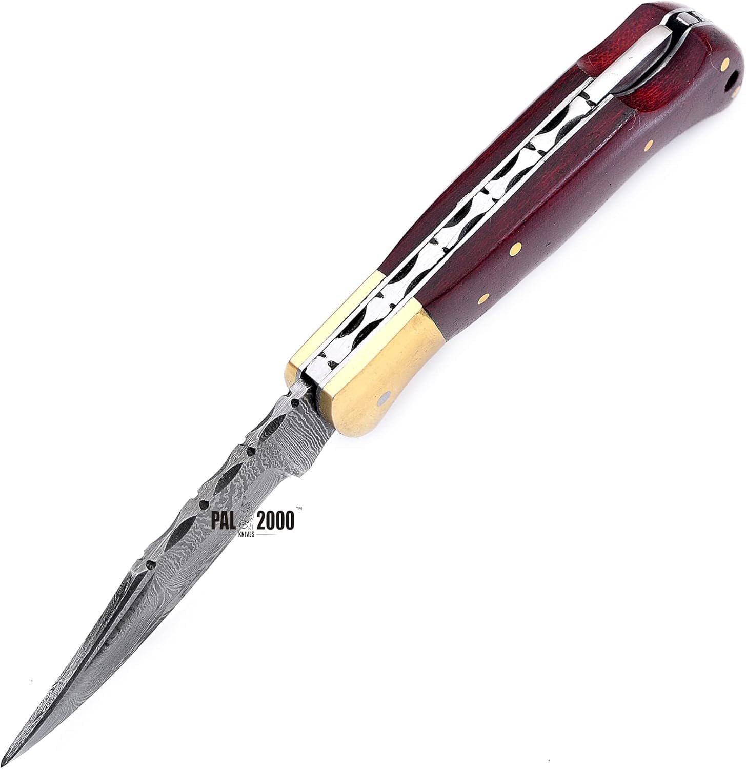 PAL 2000 KNIVES Coltello tascabile pieghevole in acciaio Damasco fatto a mano personalizzato con fodero 4007