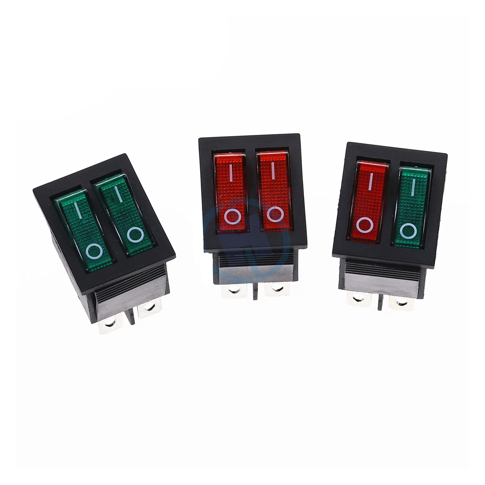 QTEATAK Interruttore A Bilanciere KCD2 Con LED Verde E Rosso – 20A/125V 15A/250V, 2 Pezzi 4 Pin DPST - 2