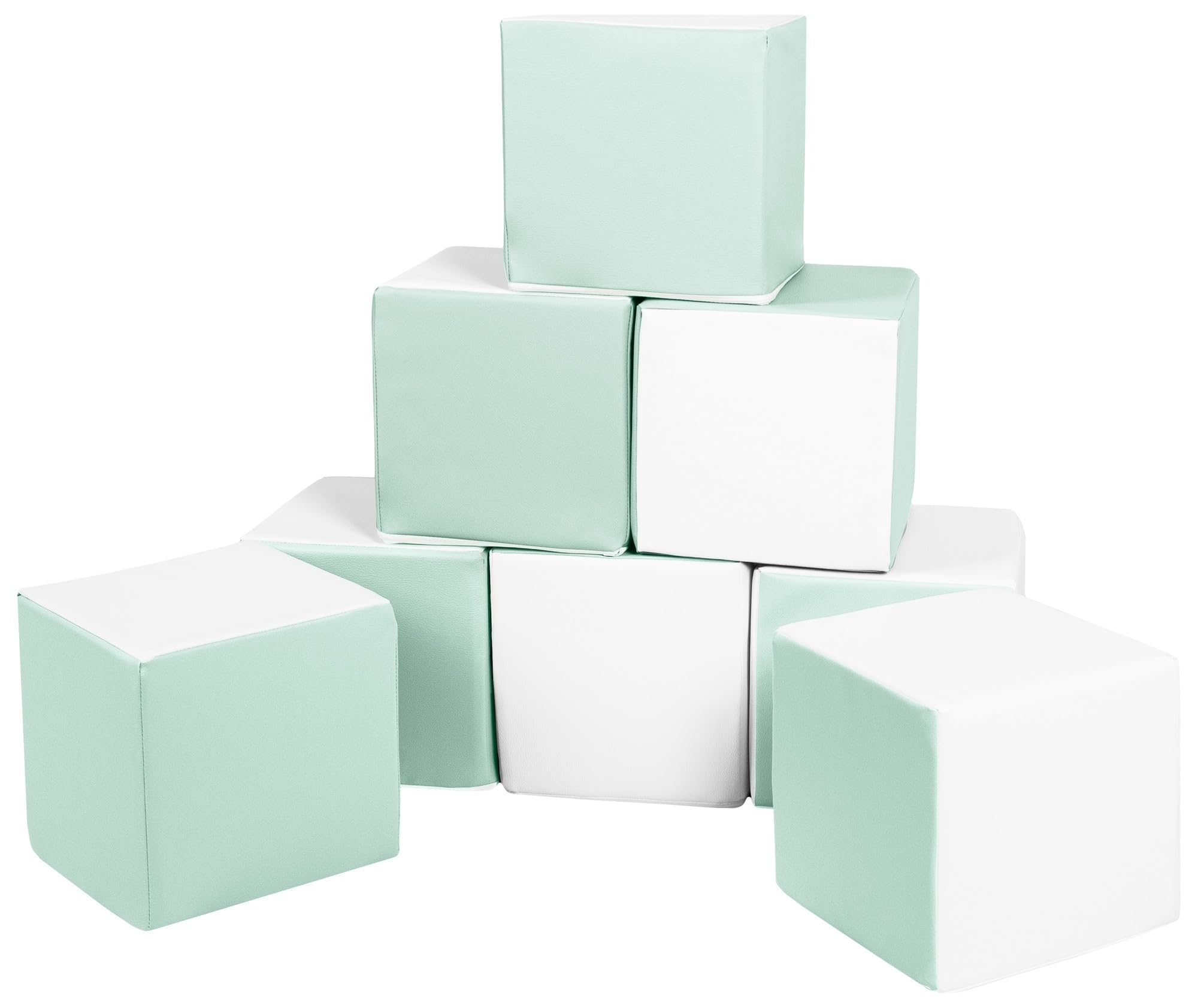 Velinda Würfel-Set 8 Schaumstoffbausteine XXL-Softplay-Bausteine Krippensoftbaustein (Farbe: weiß, Mint)