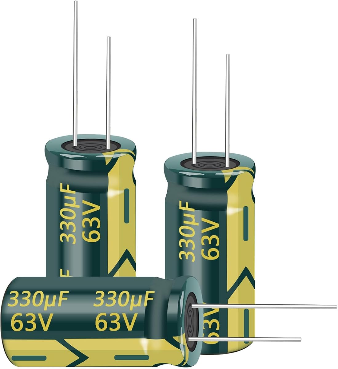 20pcs 63V 330uF Aluminum Electrolytic Capacitors, 10x20mm