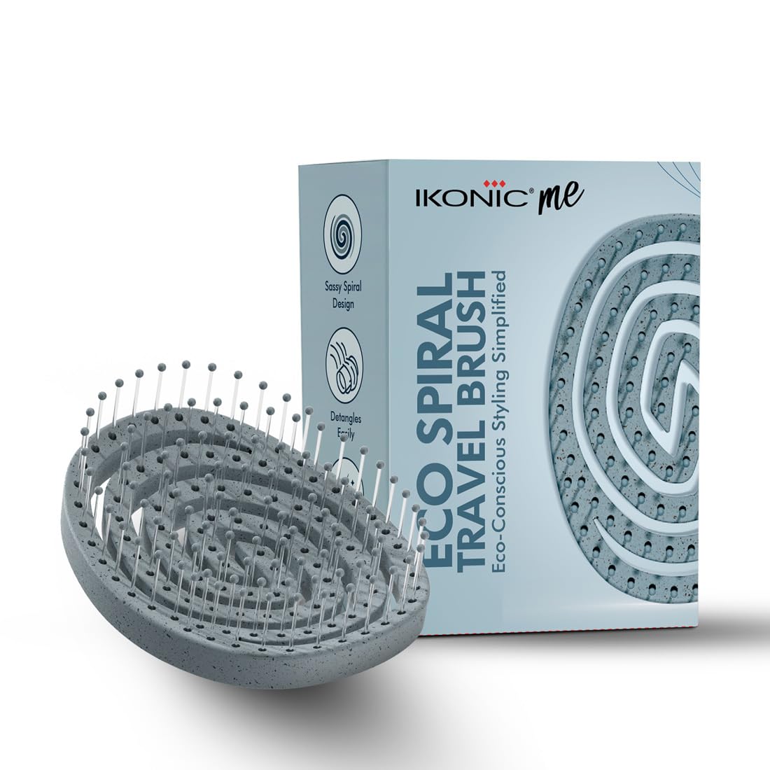 Ikonic Me Spiral Vent Travel Hair Brush IKM-2109, Eco Conscious, Lightweight & Compact,Tangle Free Detangling, Wet & Dry Use, Anti Breakage Soft Bristles, Frizz Free Easy Styling - Powder Blue-image-45