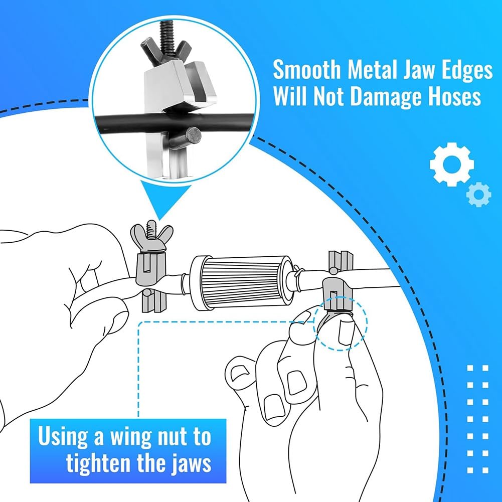 Bloepum Brake Line Clamp, 2 Pcs Hose Pinch Clamp Pliers, Metal Brake Line Clamp Suitable for Flexible Hoses Fuel Hoses