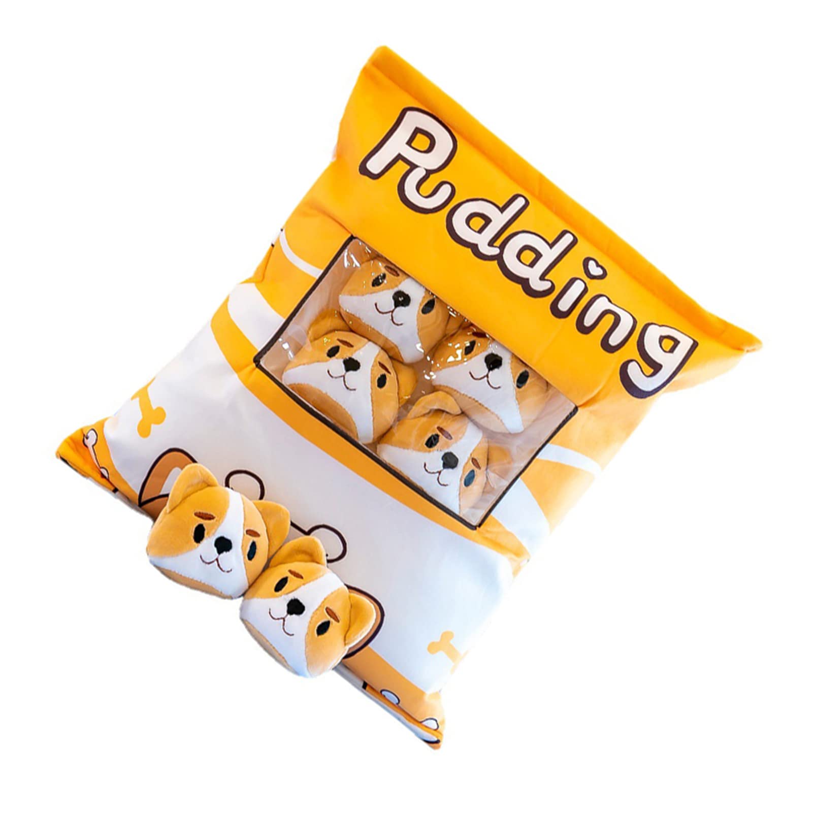 laoonl Kawaii Plush Pillow Cushion Cute Snack Bag Kawaii Soft Toys Pillow with Mini Soft Dolls Pudding Plush Toy Hugging Pillow Novelty Gift for Kids/Adults